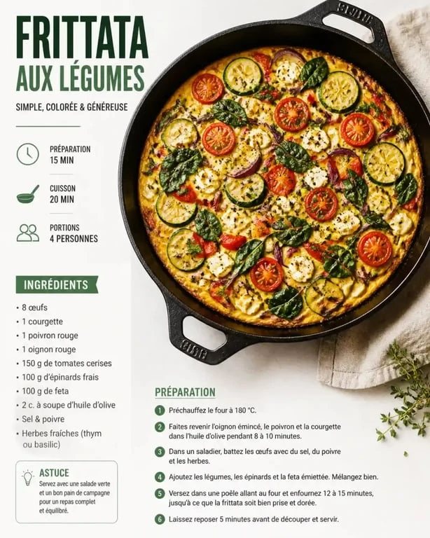 Recette de frittata aux légumes pour utiliser un surplus d'œufs