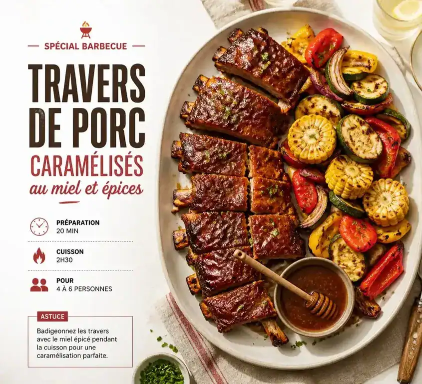 Travers de porc caramélisés, recette pour barbecue entre amis