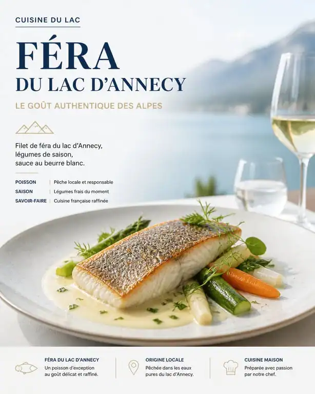 Filet de féra du lac d'Annecy préparé par un traiteur gastronomique