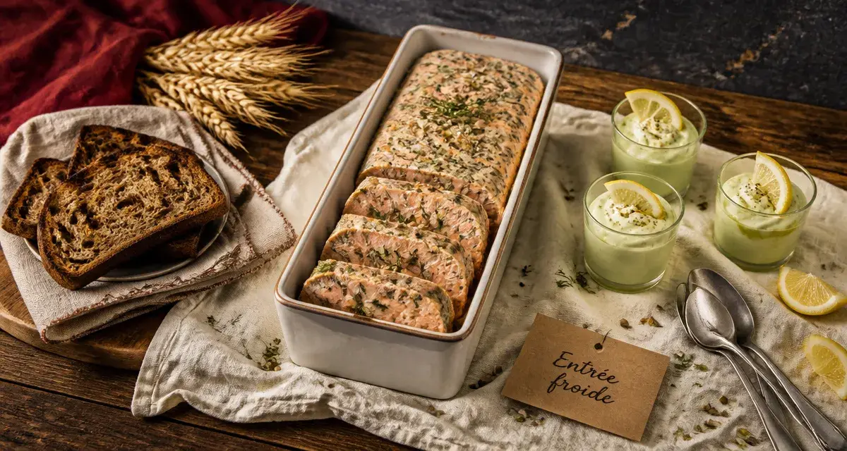 Entrées froides : terrine de saumon et verrines avocat-citron pour recevoir sans stress