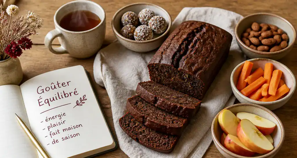 Gouter healthy avec cake chocolat courgette et energy balls