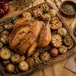 herbes de provence sur poulet rôti et légumes