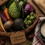 Légumes de saison janvier : légumes d’hiver sur table en bois