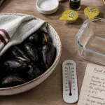 Moules conservation 48h au frais, torchon humide et thermomètre