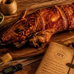 Porcelet a la broche, couenne dorée et croustillante pour 20 convives