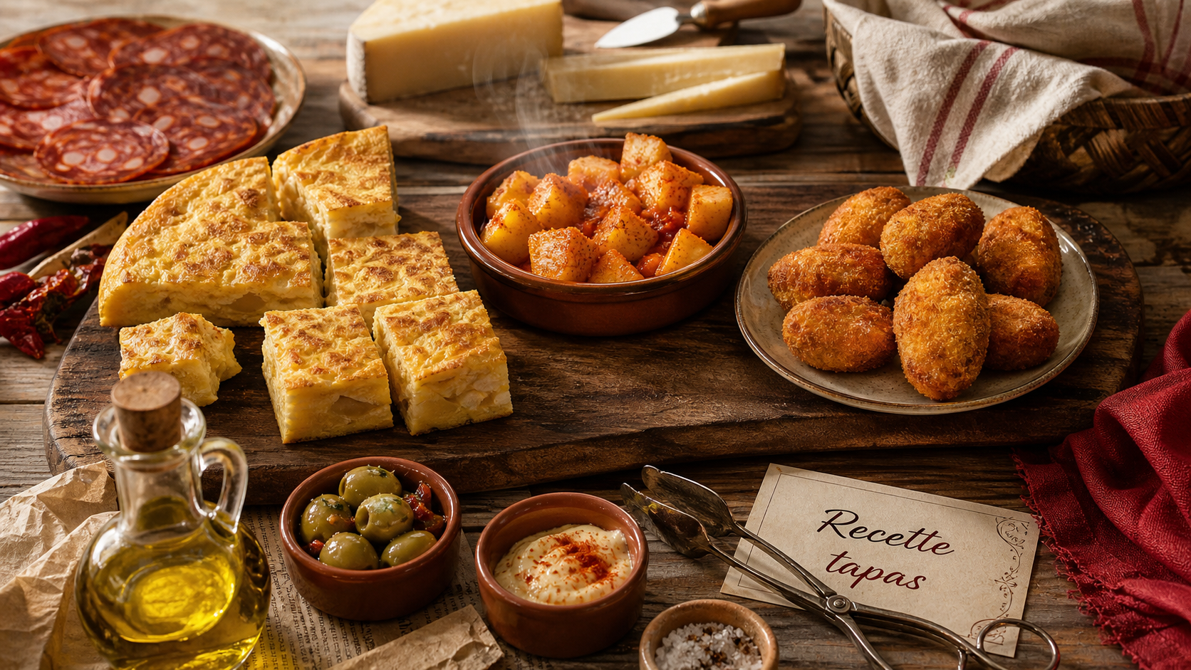 Recette des tapas espagnol : tortilla, patatas bravas, croquetas, apéritif