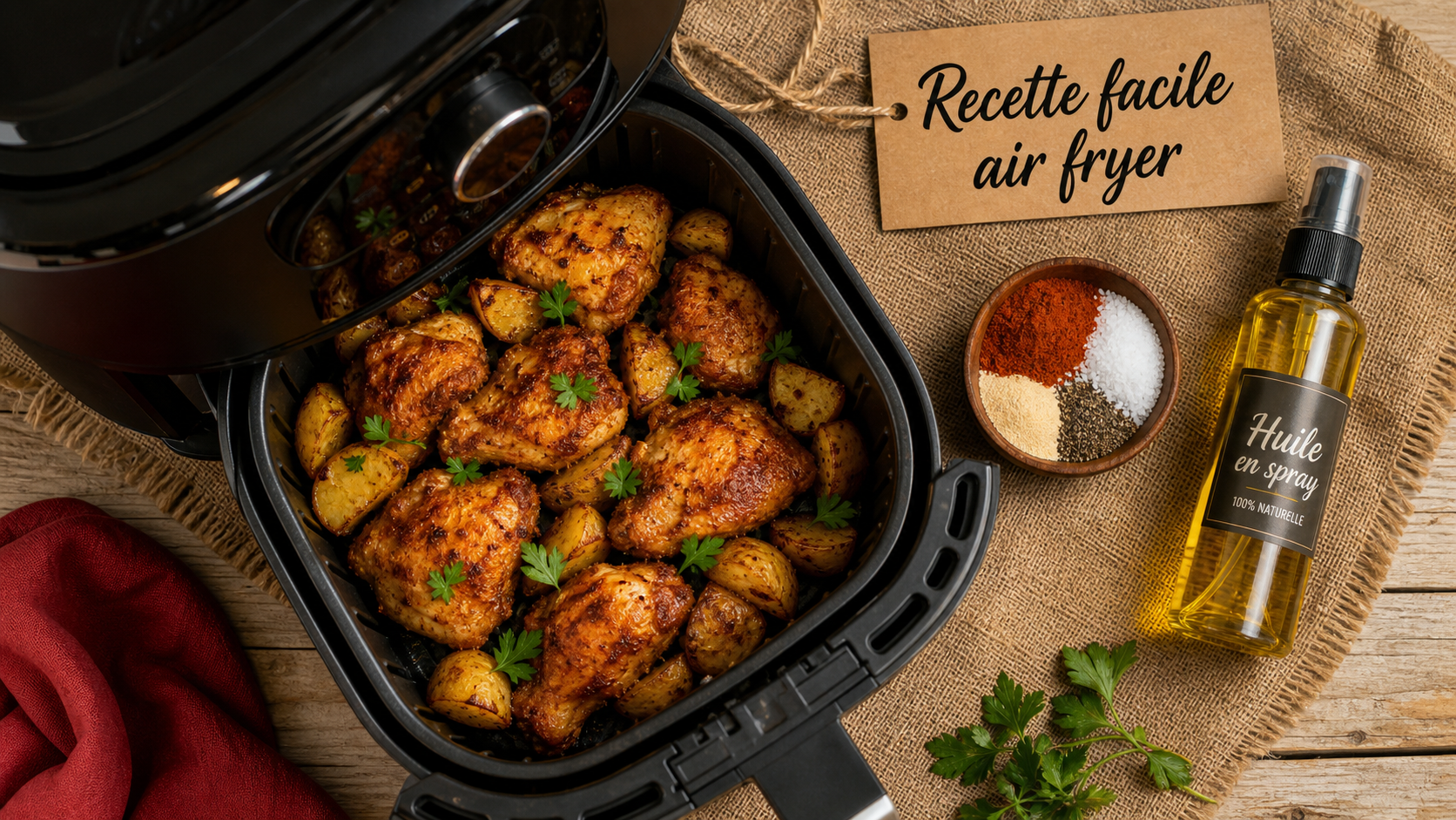Recette facile air fryer : poulet et pommes de terre croustillants