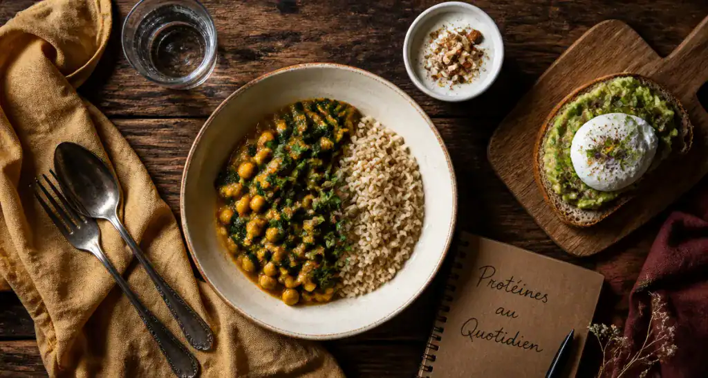 repas riche en proteine curry pois chiches riz complet