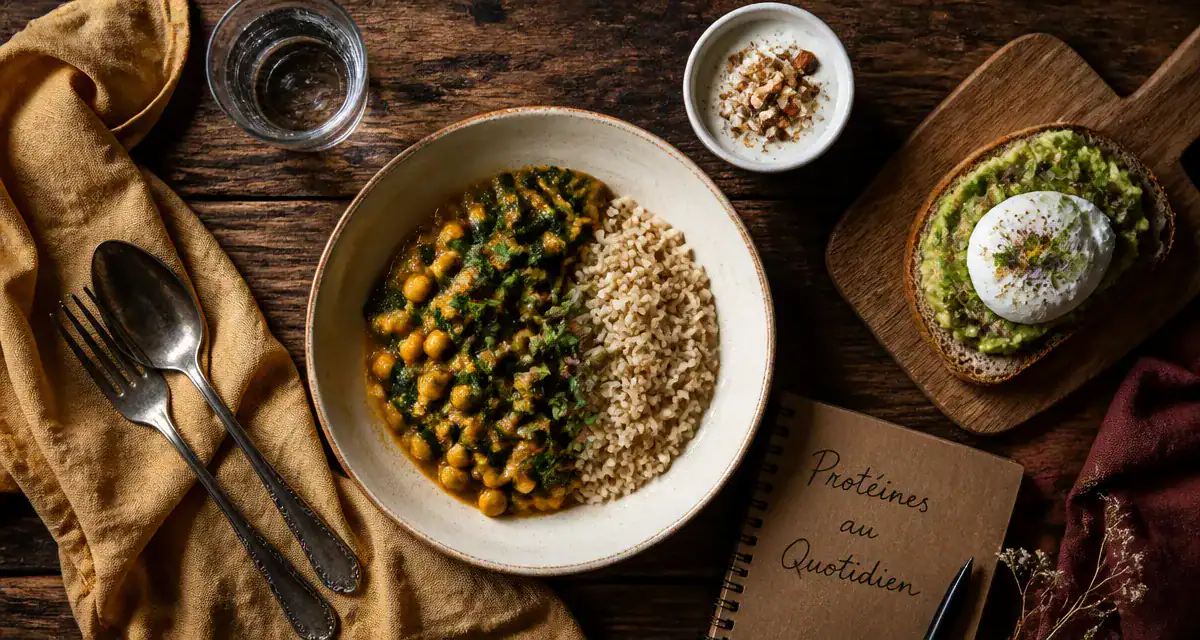 repas riche en proteine curry pois chiches riz complet