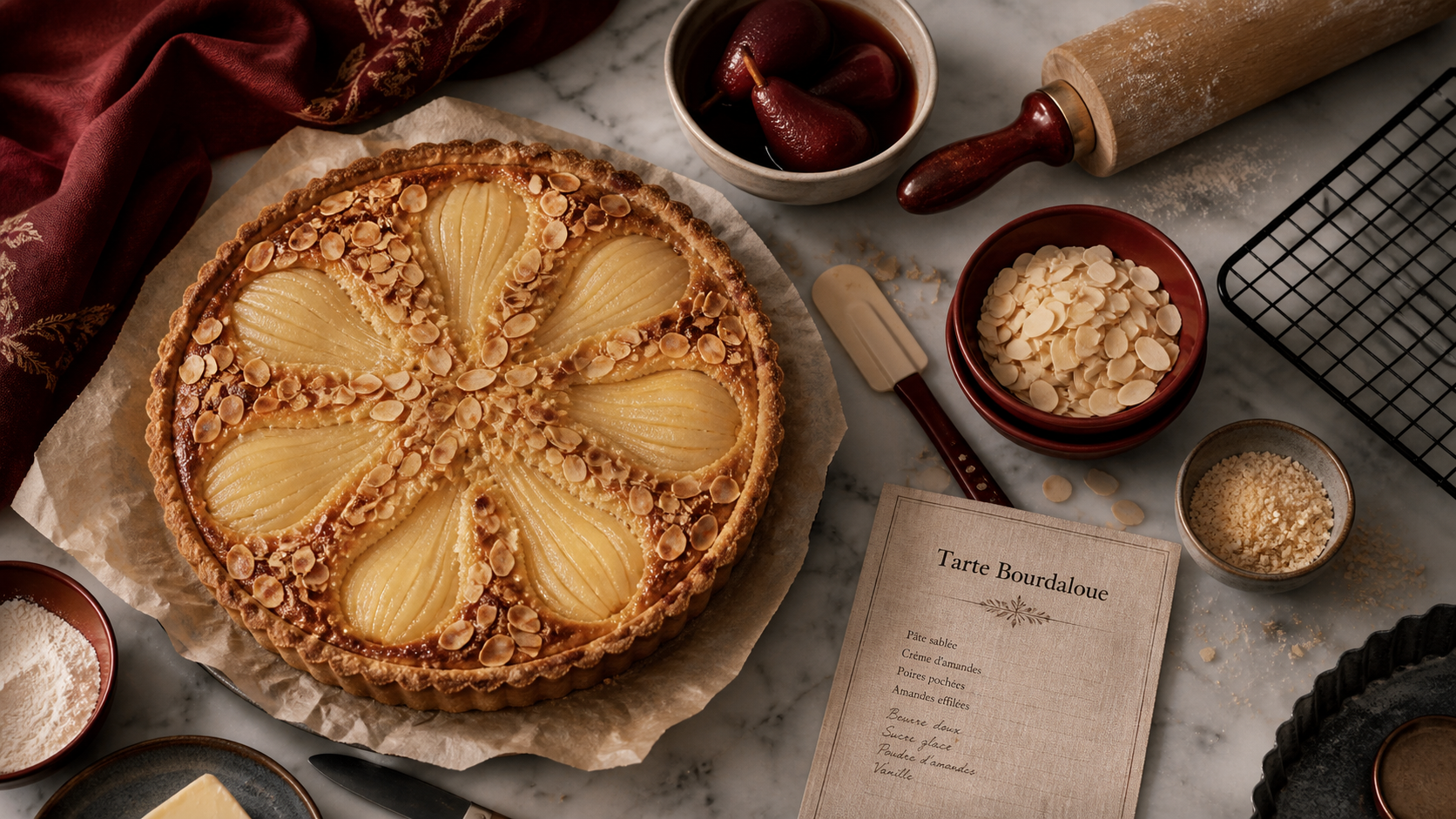 Tarte sucrée : tarte Bourdaloue aux poires