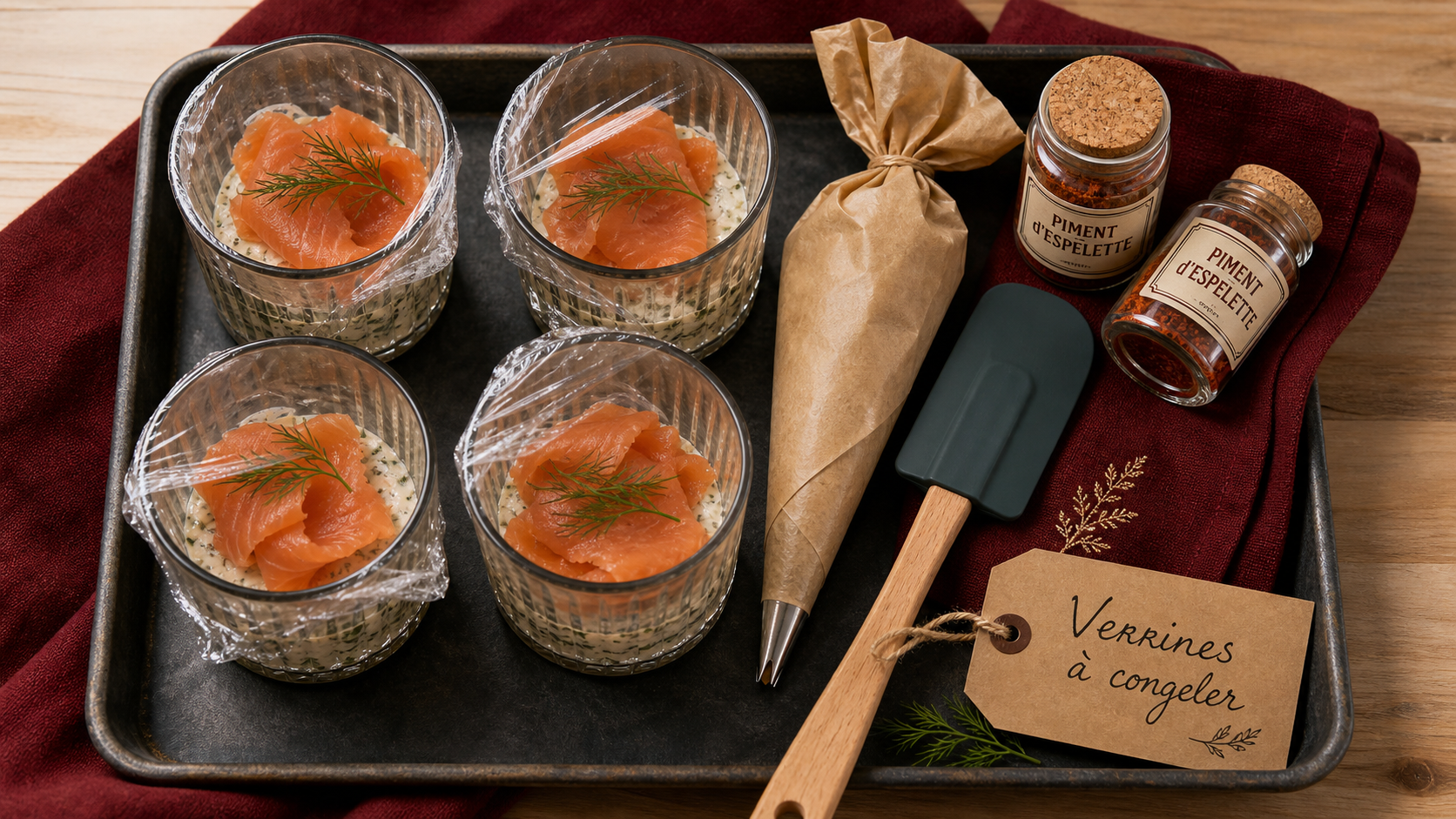 Verrine apéro à congeler au saumon fumé et aneth