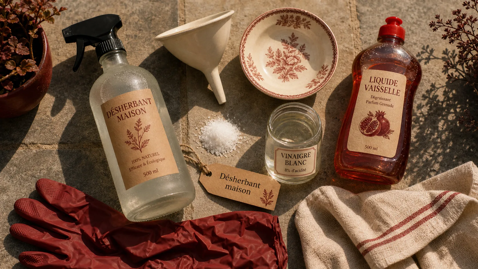 Dosage désherbant vinaigre sel liquide vaisselle : ingrédients et application