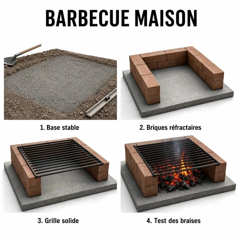 Faire un barbecue maison : étapes de construction d’un barbecue en briques avec grille et braises