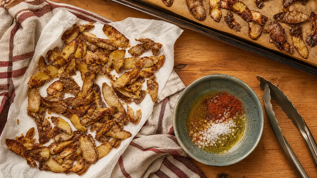 Épluchure pomme de terre en chips croustillantes, four ou air fryer