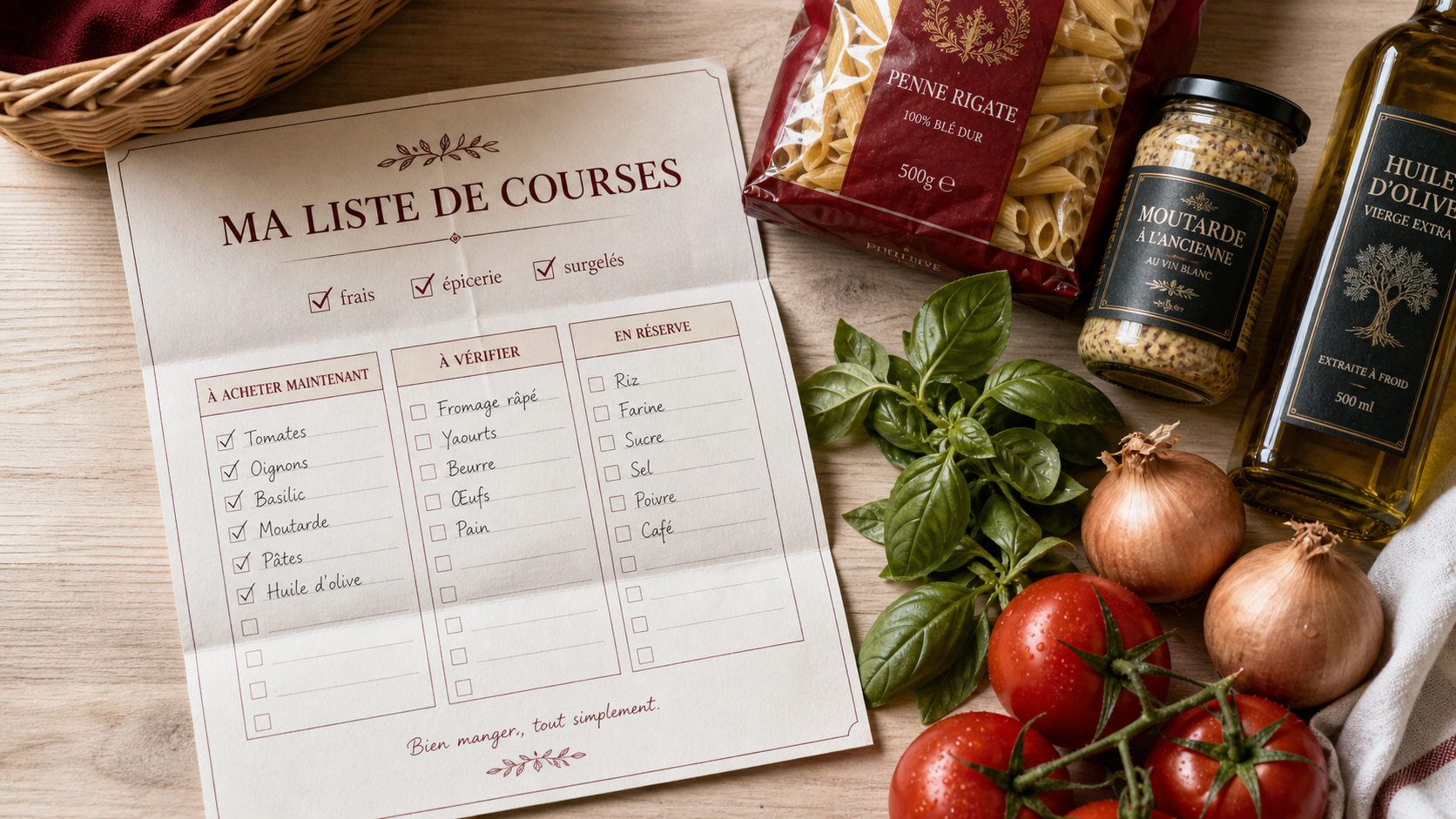 Liste courses alimentaires : 7 rayons à couvrir