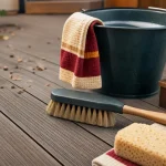 Nettoyer terrasse en composite : eau savonneuse et brosse douce pour nettoyer sans abîmer
