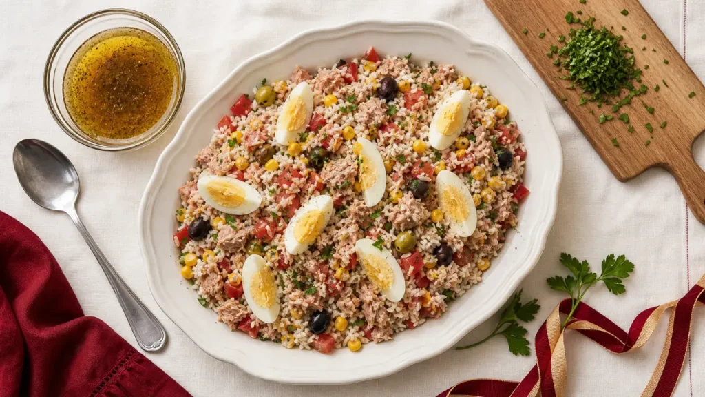 Salade de riz au thon réussie : riz non collant, sauce vive et texture fraîche