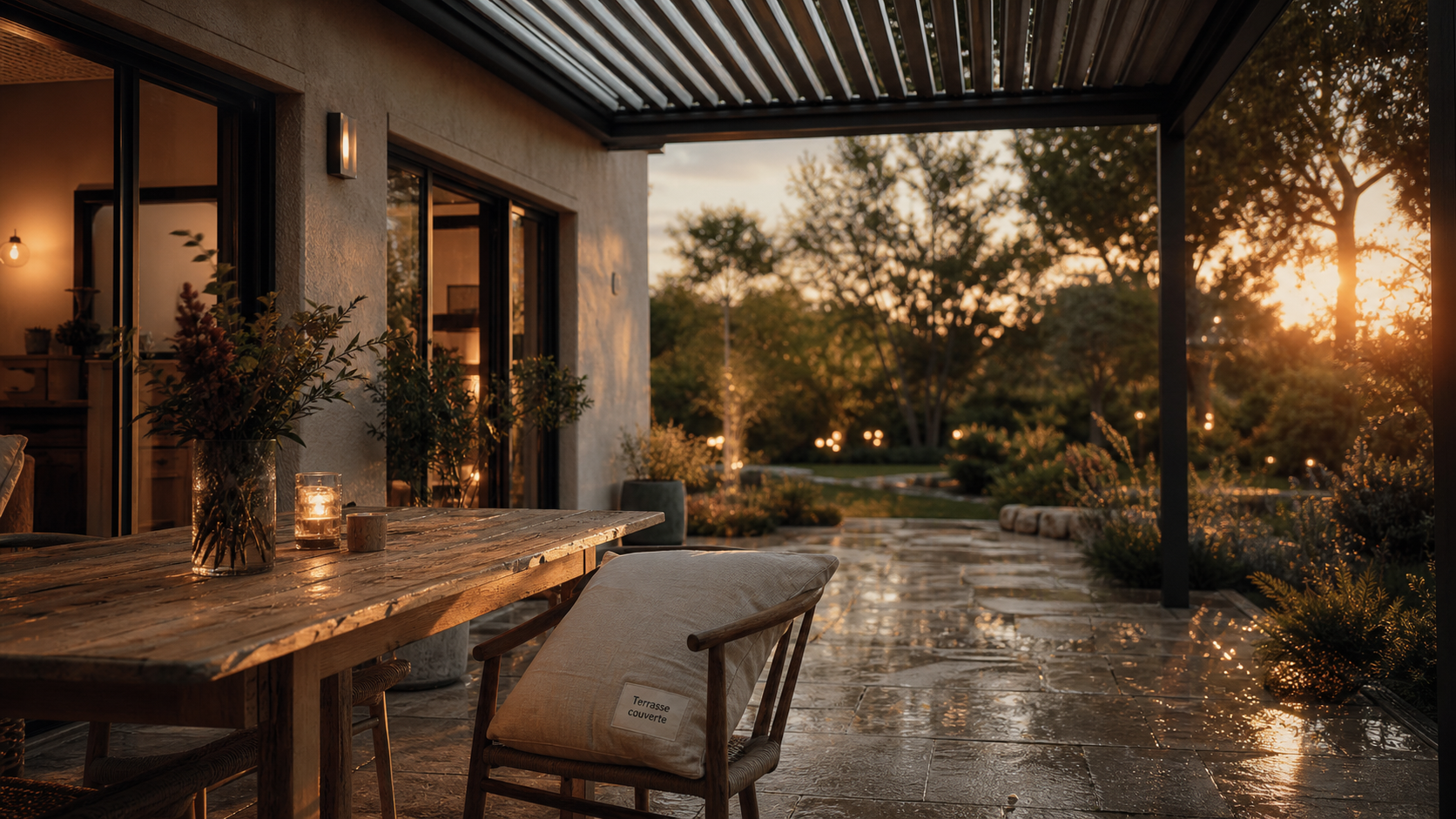 Terrasse couverte maison avec pergola aluminium