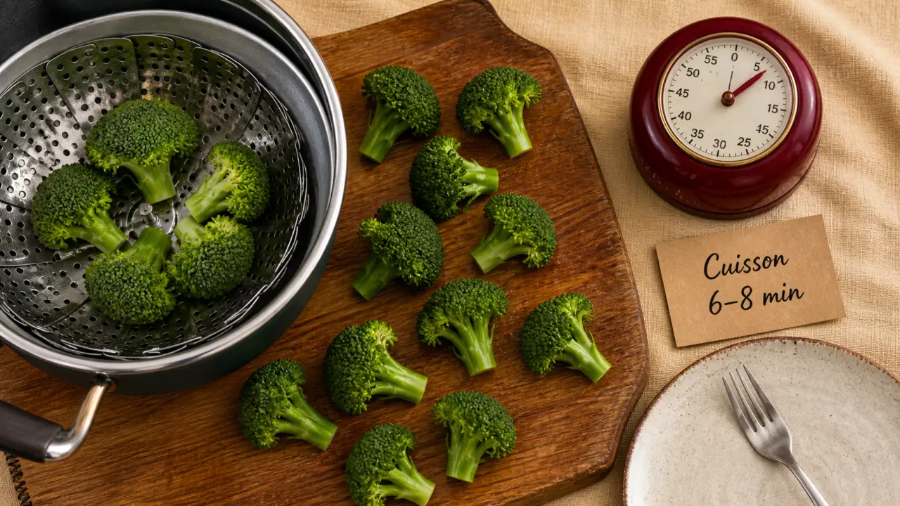 Cuisson du brocoli vapeur : brocoli vert croquant, 6 à 8 min