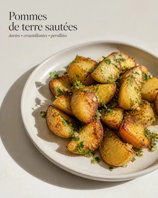 Recette pommes de terre sautées dorées et croustillantes servies sur assiette
