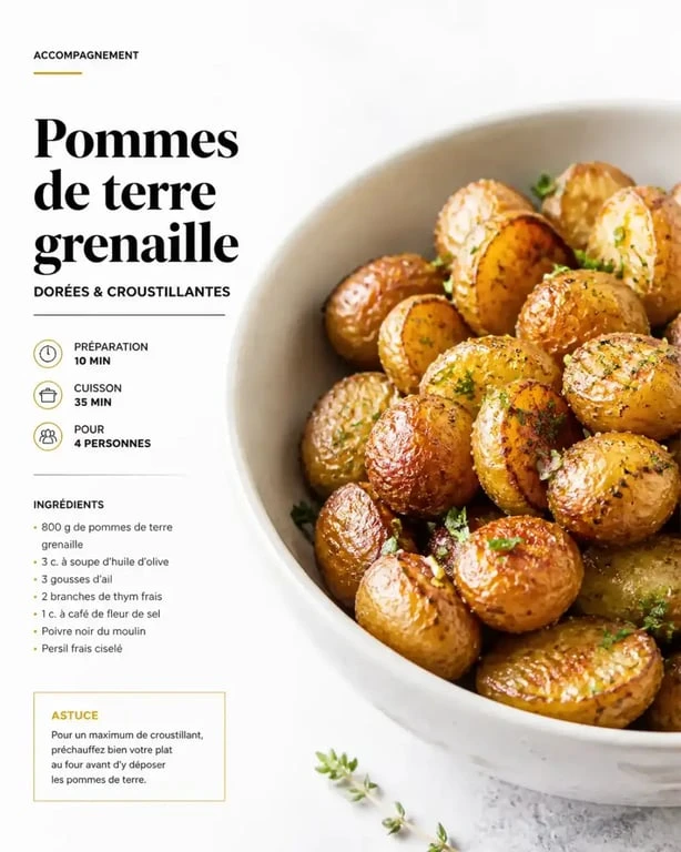 Pommes de terre grenaille croustillantes cuites au air fryer dans un bol en céramique
