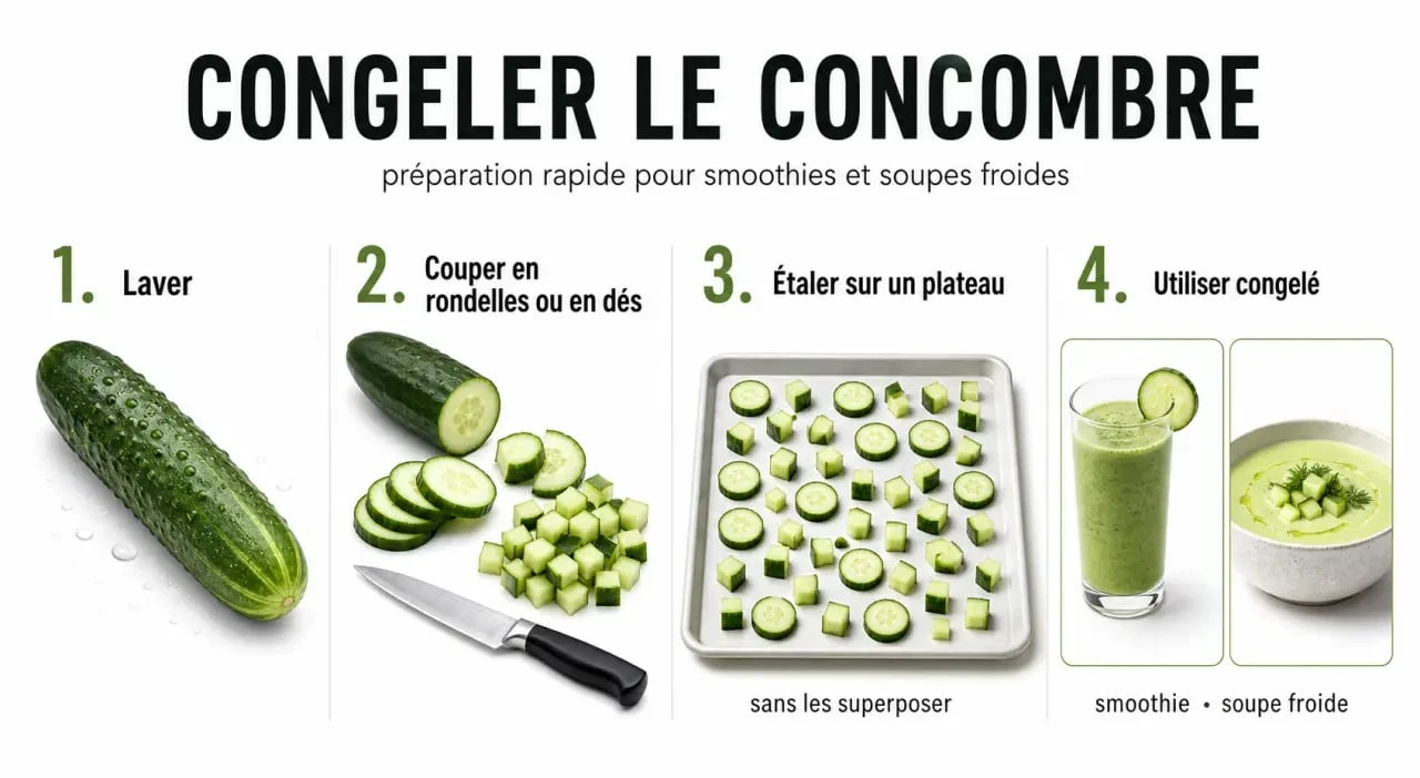 Congeler du concombre : étapes de préparation des rondelles et usage en smoothie
