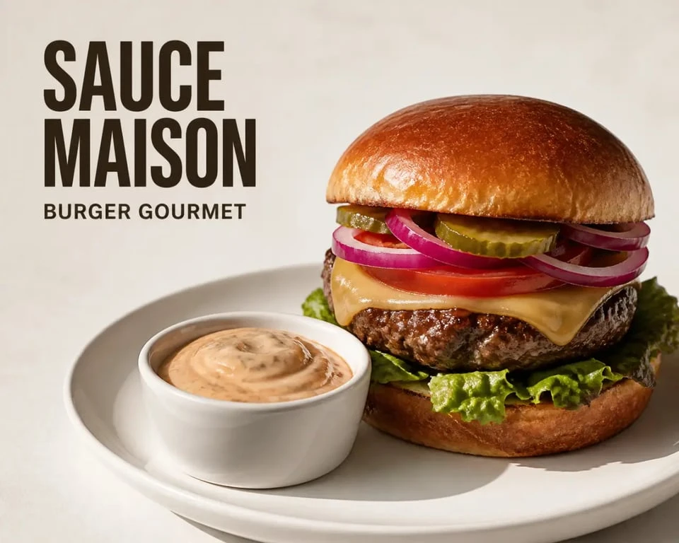 Sauce maison pour hamburger servie avec un burger gourmet