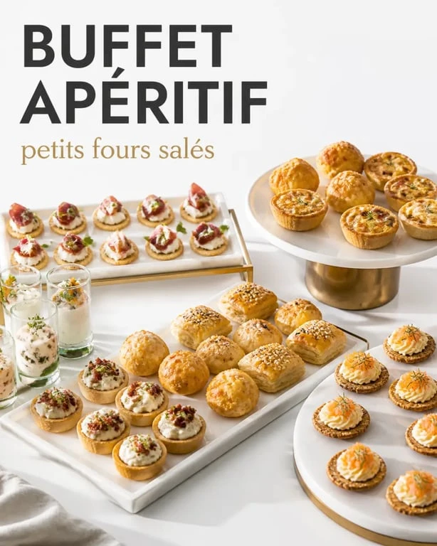 Assortiment de petits fours salés sur un buffet apéritif