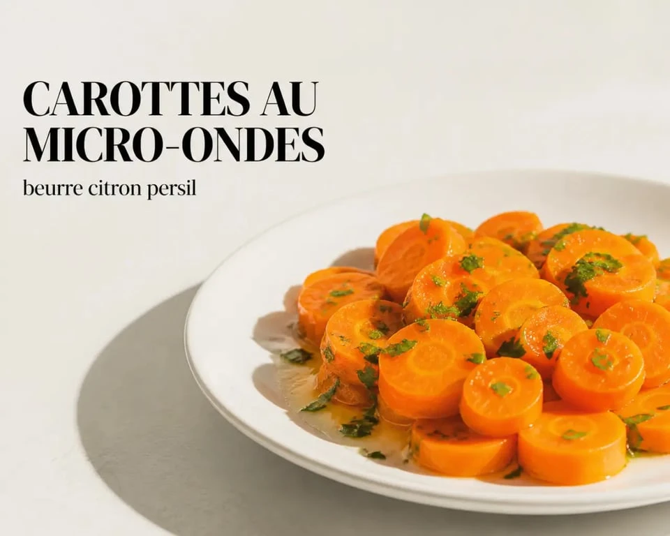 Carotte au micro onde servie en rondelles tendres au beurre, citron et persil