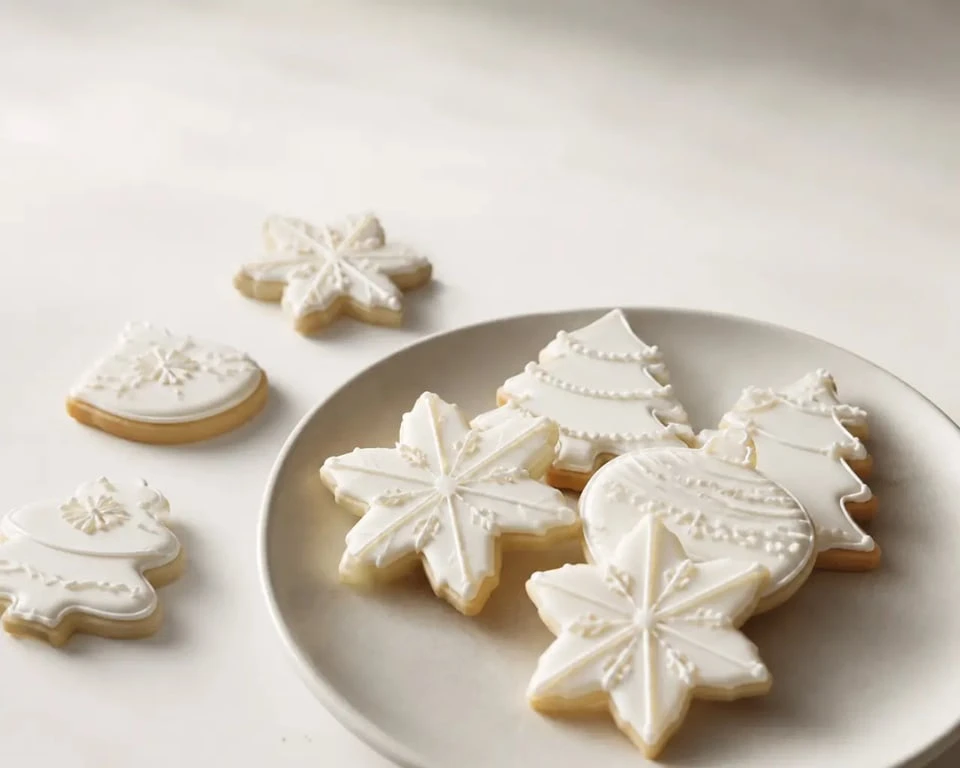 Recette glacage royale sur biscuits sablés décorés au glaçage blanc brillant