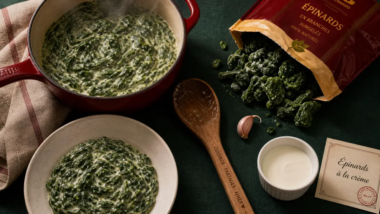 Epinard a la creme surgelé onctueux en casserole