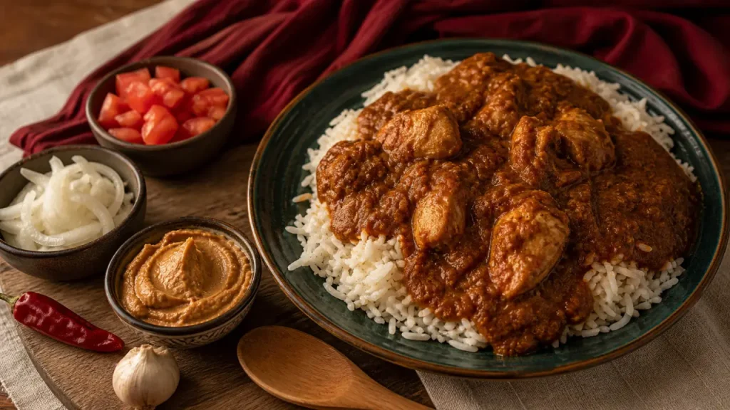 Mafé au poulet : 25 minutes de préparation pour une sauce d’arachide bien onctueuse