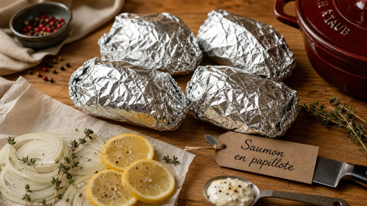 Saumon en papillote au four aluminium, cuisson tendre