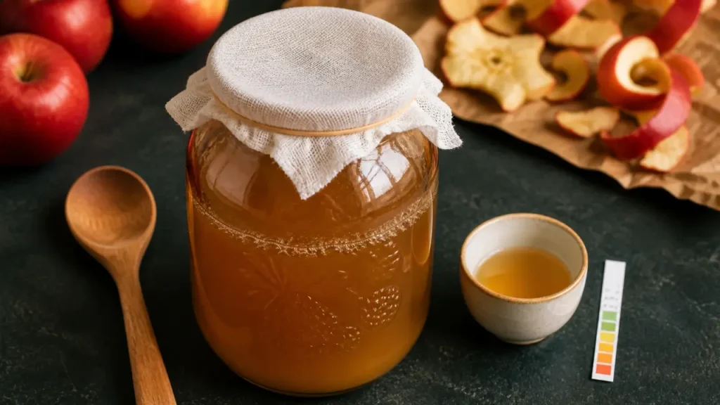 Vinaigre de cidre maison : réussir les 2 fermentations, la mère de vinaigre et les bons signaux