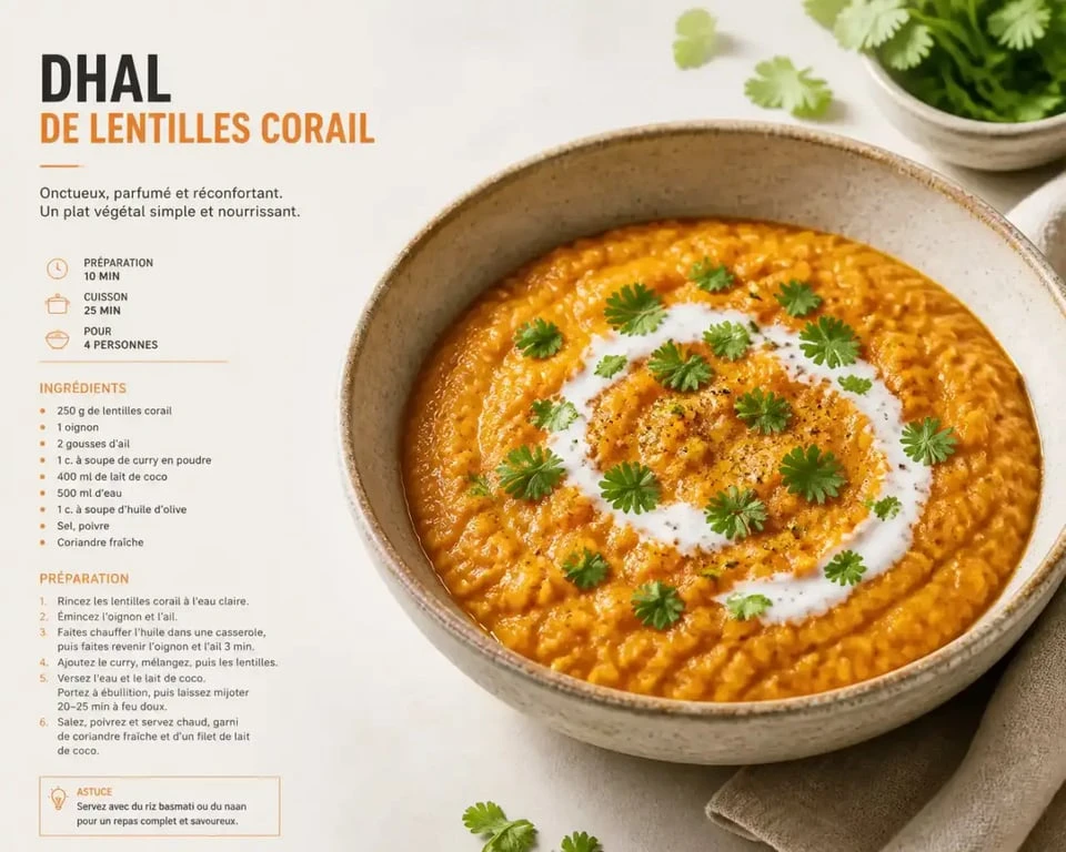 Dhal de lentilles corail, une recette simple et nutritive