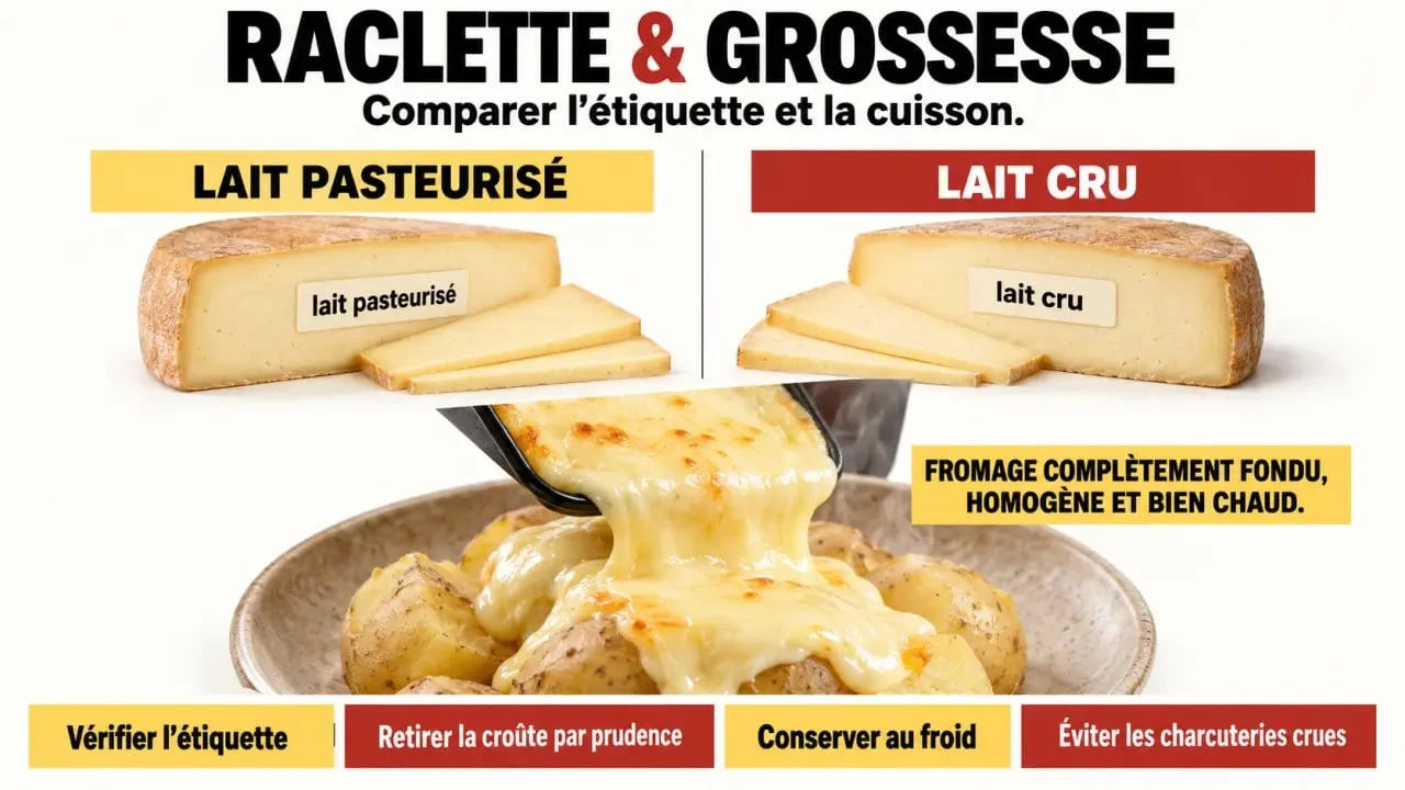 Raclette fromage pasteurisé enceinte : différence avec le lait cru et précautions de cuisson