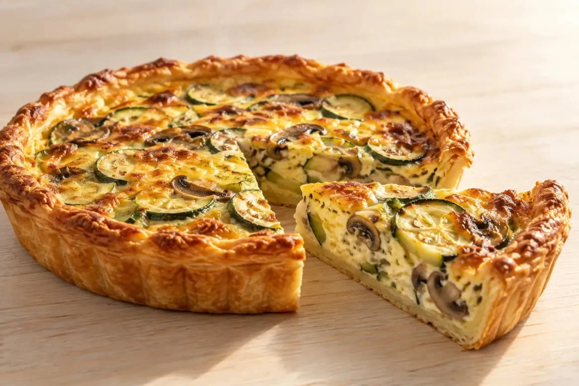 Quiche préparée en remplaçant la crème fraîche par de la crème de soja