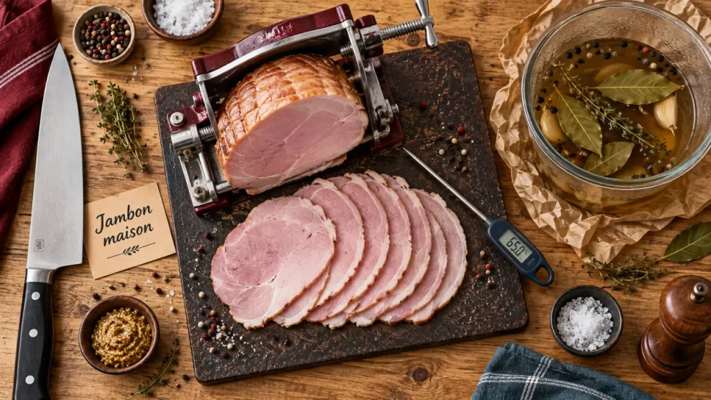 Jambon maison : 48 h de saumure, 75 °C à cœur et le geste qui évite les tranches friables