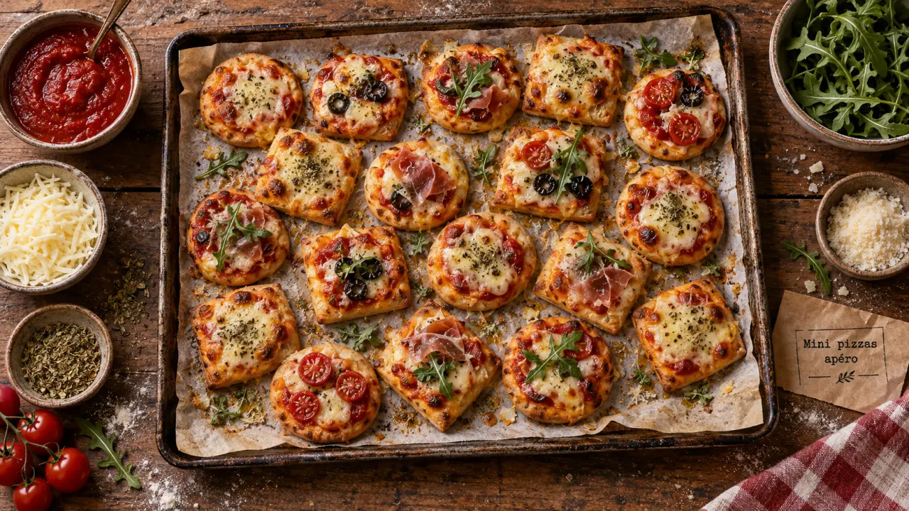 Pizza apero : mini pizzas croustillantes sur plaque