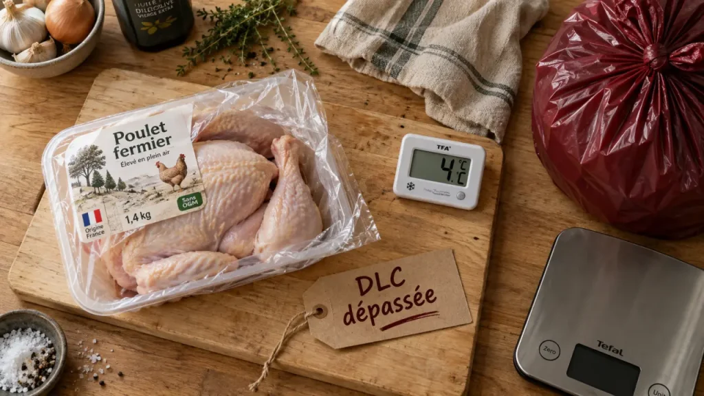 Poulet périmé : la cuisson ne rattrape pas une DLC dépassée