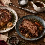 Différentes cuissons viande : chaleur vive et mijotage, entrecôte et paleron braisé