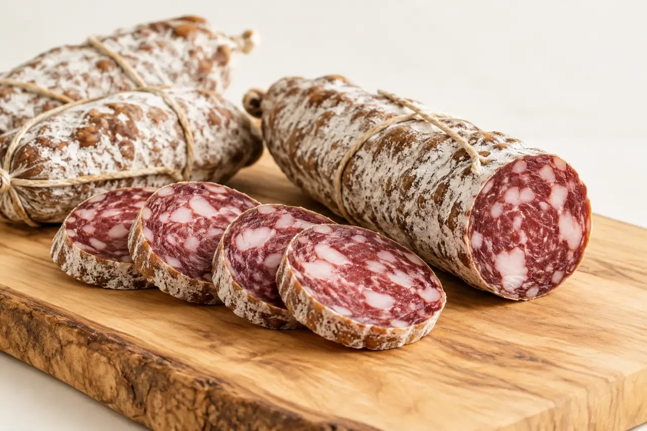 Comment faire les saucissons : saucissons secs maison tranchés avec une coupe régulière