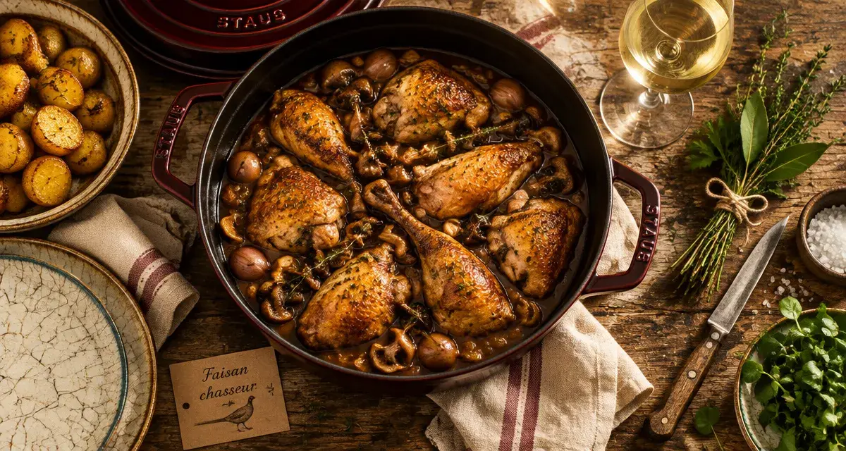 Faisans recettes : faisan chasseur en cocotte, cuisson douce